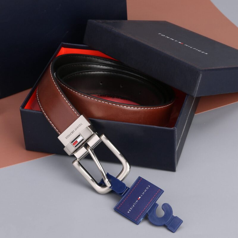 Tommy Hilfiger Men's Reversible Belt in Havana Brown - Image 5
