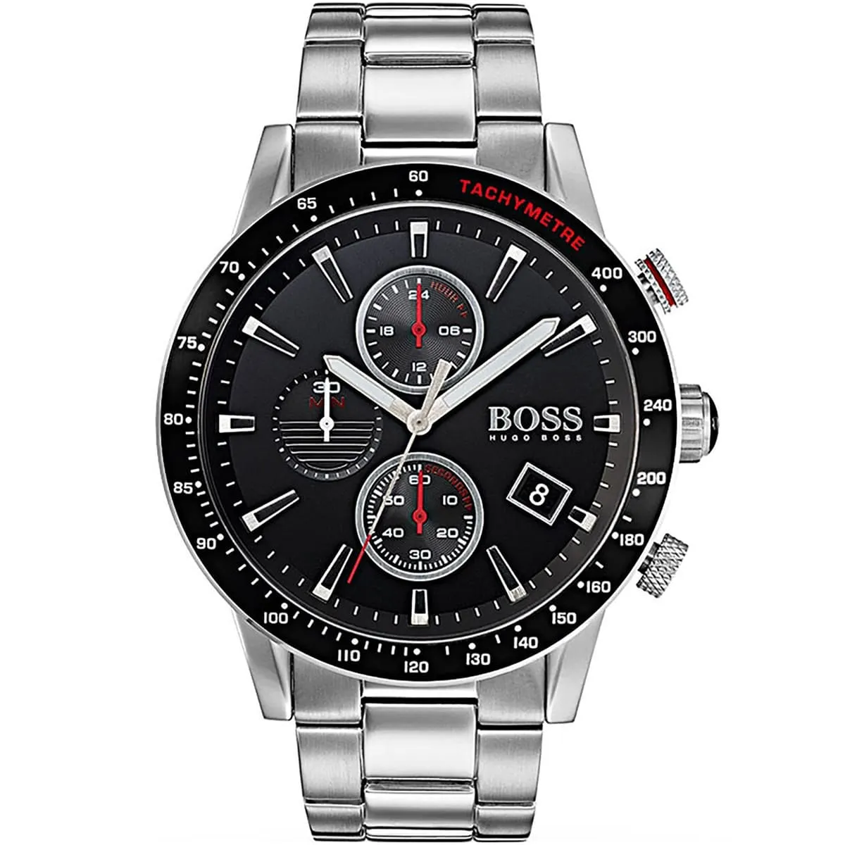 1513509-hugo-boss-watch-men-black-dial-metal-stainless-silver-strap-quartz-battery-analog-chronograph-rafale Hugo Boss Men's Watch 1513509 - Image 1