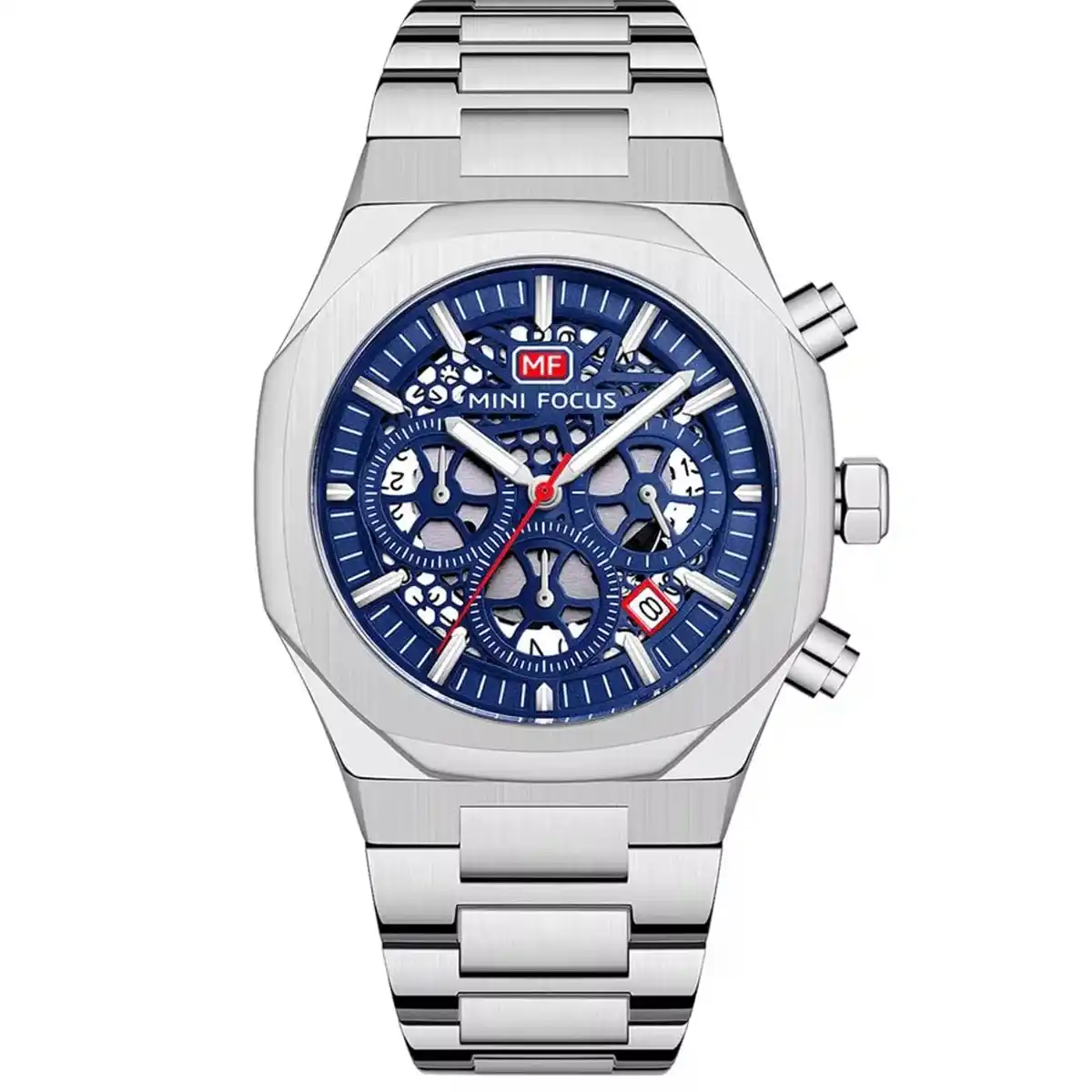 mf0411g-01-mini-focus-men-watch-blue-dial-silver-metal-strap-egypt ساعه ميني فوكاس MF0411G.01 - الصورة 1