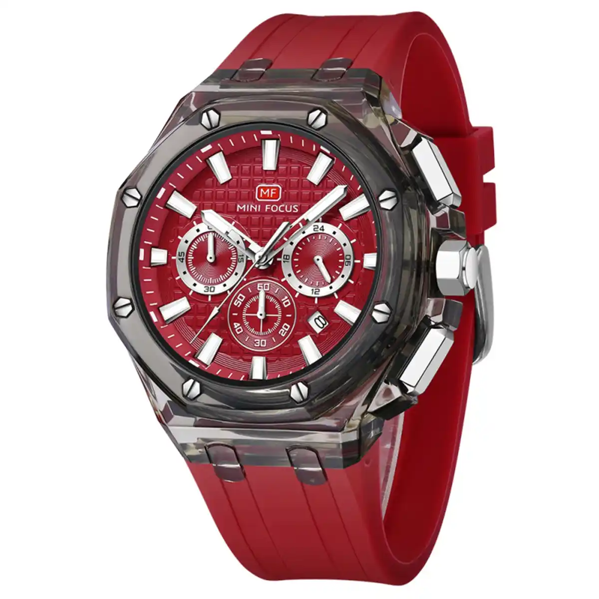 mf0616g.03-original-mini-focus-men-watch-red-dial-red-rubber-strap-egypt ساعة ميني فوكس للرجال MF0616G.03 - الصورة 1