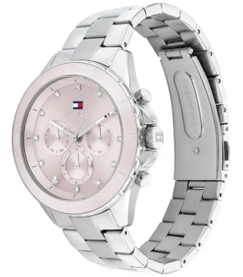1782706 tommy hilfiger watch women pink dial metal stainless steel silver strap quartz analog mellie 2