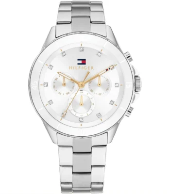 1782707 tommy hilfiger watch women white dial metal stainless steel silver strap quartz analog mellie