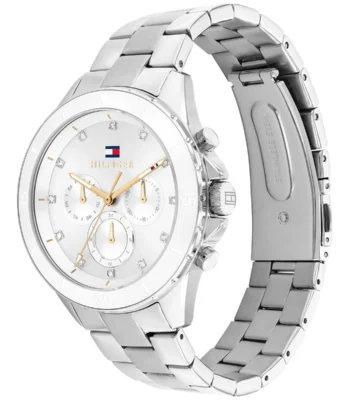 1782707 tommy hilfiger watch women white dial metal stainless steel silver strap quartz analog mellie 2