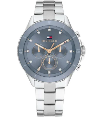 1782708 tommy hilfiger watch women blue dial metal stainless steel silver strap quartz analog mellie