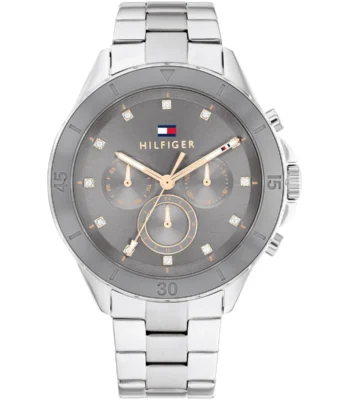 1782742 tommy hilfiger watch women gray dial metal stainless steel silver strap quartz analog mellie