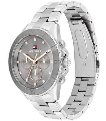 1782742 tommy hilfiger watch women gray dial metal stainless steel silver strap quartz analog mellie 2