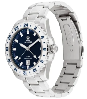 1792132 tommy hilfiger watch 20bar 200m men blue dial metal stainless steel silver strap quartz analog th85 2