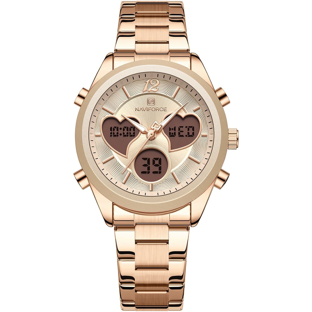 nf5045s-rg-rg-rg-naviforce-watch-women-rose-gold-dial-metal-stainless-steel-strap-quartz-battery-digital-analog-for-dream ساعة نافي فورس للنساء NF5045S-RG-RG-RG - الصورة 1