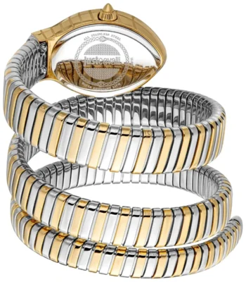 jc1l248m0065 just cavalli watch signature snake women green dial silver gold stainless steel strap triple wrap crystals two tone 2