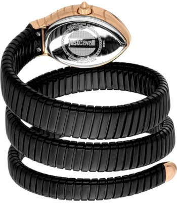 jc1l248m0085 just cavalli watch signature snake women black dial stainless steel strap triple wrap crystals 2