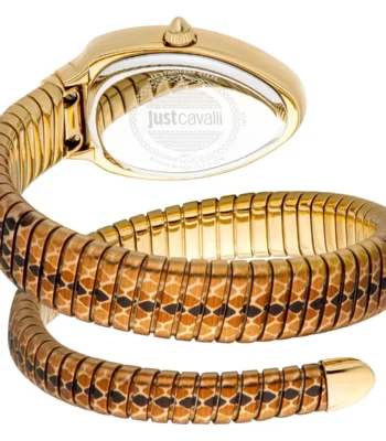 jc1l251m0025 just cavalli watch signature snake women silver dial gold stainless steel strap double wrap bracelet crystals 2