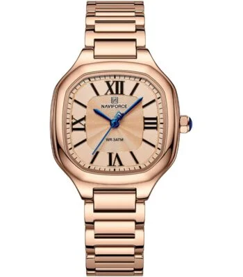 nf5042 rg rg rg naviforce watch wr 3atm women rose gold dial stainless steel metal strap quartz battery square analog three hand for dream