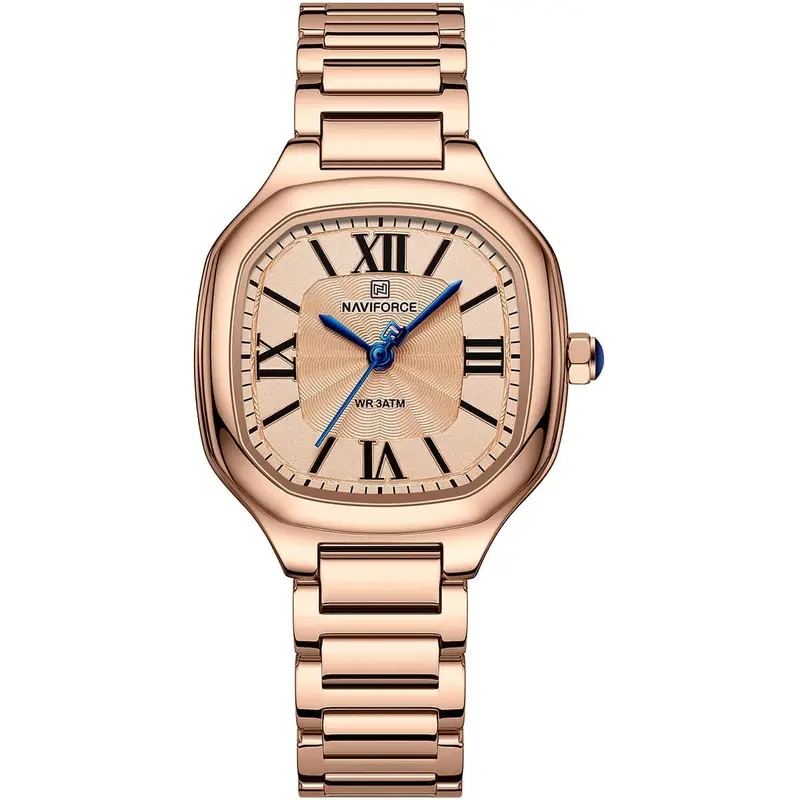 nf5042-rg-rg-rg-naviforce-watch-wr-3atm-women-rose-gold-dial-stainless-steel-metal-strap-quartz-battery-square-analog-three-hand-for-dream ساعة نافي فورس للنساء NF5042-RG-RG-RG - الصورة 1