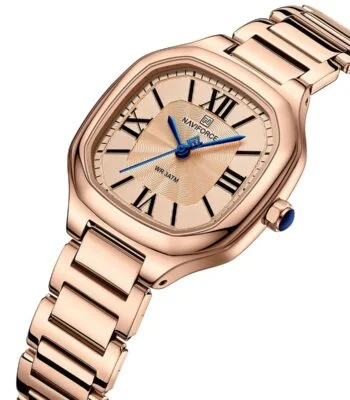 nf5042 rg rg rg naviforce watch wr 3atm women rose gold dial stainless steel metal strap quartz battery square analog three hand for dream 2