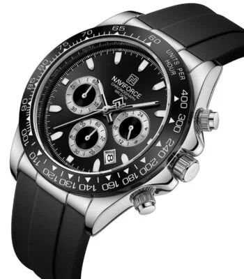 nf8054 s b b naviforce watch chronograph wr 3atm men black dial rubber strap quartz battery analog for dream 2