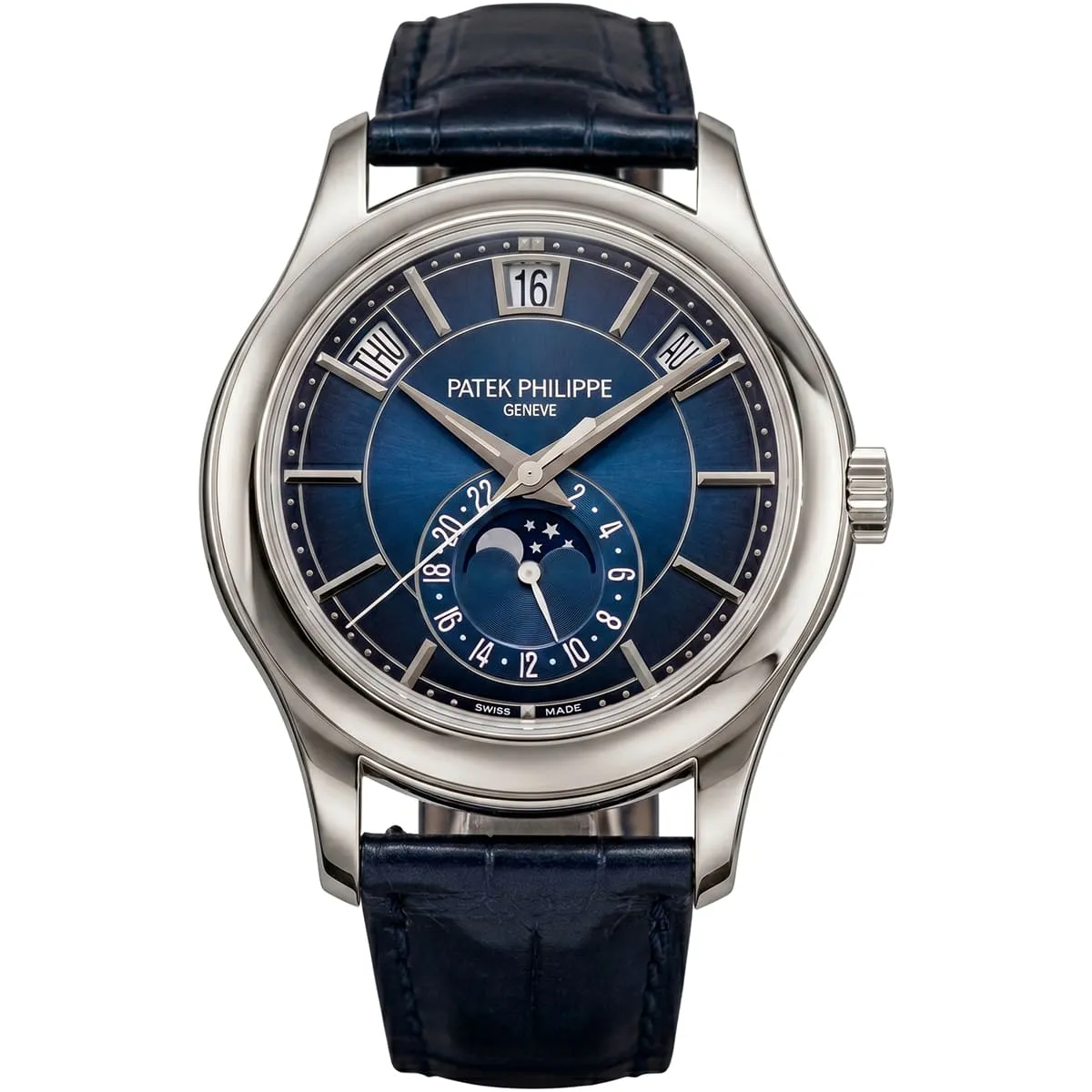 patek-philippe-men-blue-dial-annual-calendar-watch ساعة باتيك فيليب أنوال كاليندر مون فيز رجالي - الصورة 1